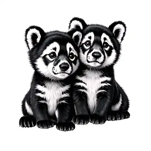 Three Cubs With Mother