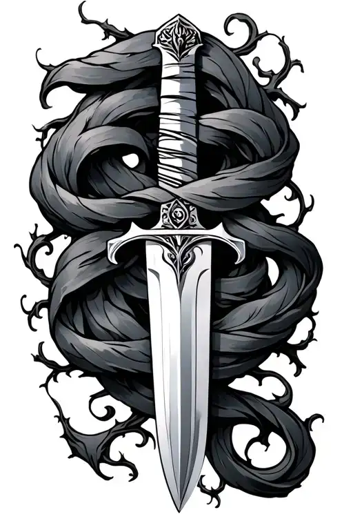 Sword Wrapped Around Vines Wrapped