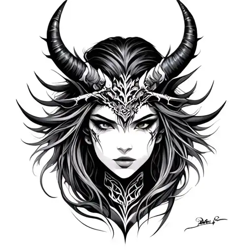 Face Of Woman Mi Valkyrie Mi Demon Japanese Style