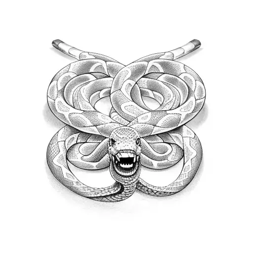 Binary Code Forming A Snake Wrapped Around A Knife