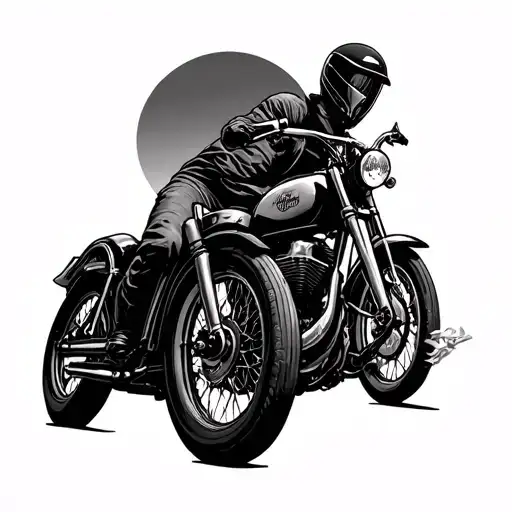 Vintage Triumph Motorcycle Riding To The Moon