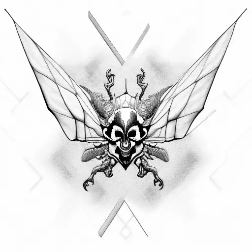 Cyber Sigilism Moth With Skull