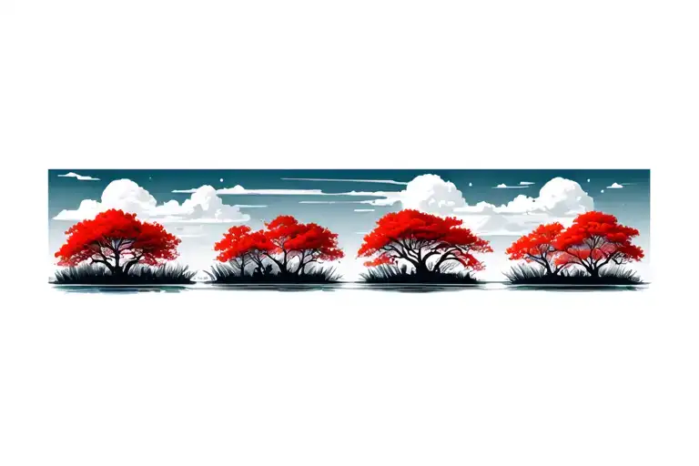 Red Mangroves In Line Next To Each Other