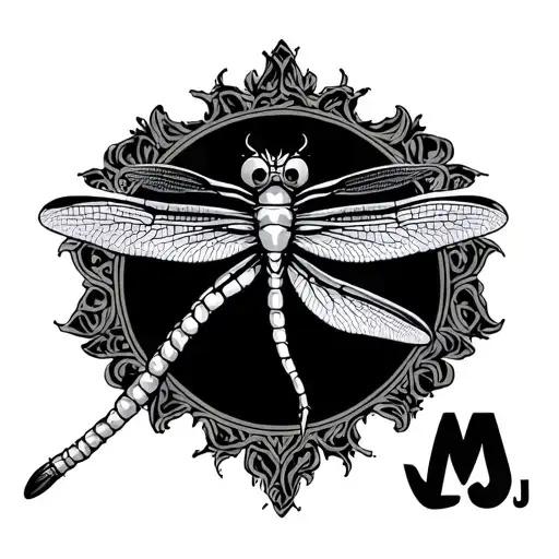 Dragon Fly Tatoo With An M And J