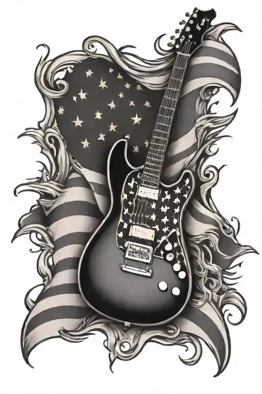 Electric Guitar Intertwined American Flag