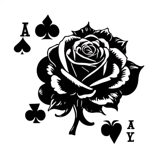 Ace Of Hearts King Of Spades Blackjack Cards With A Rose Intertwined