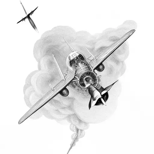 A Black And Grey Tattoo Of Airplane Wiring With Intricate Mechanical Details