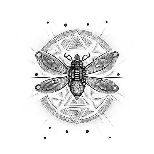 Three Fireflies With Mayan Design