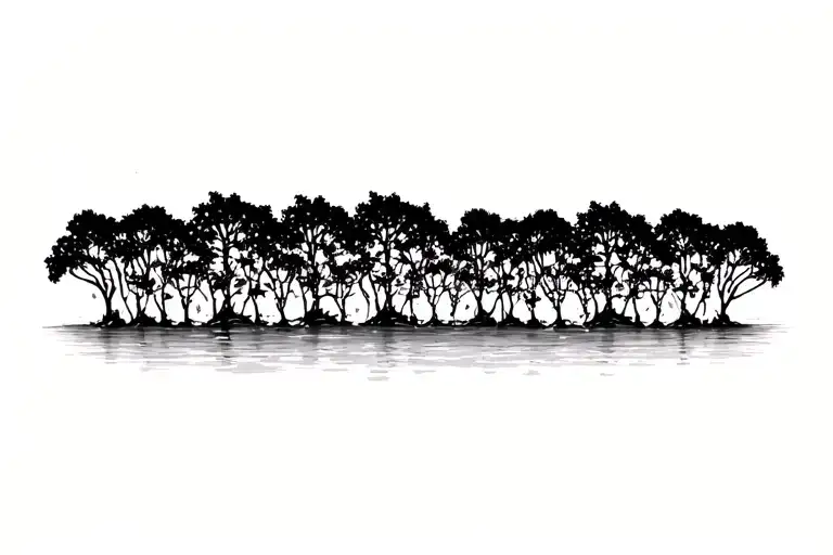 Red Mangroves In A Row