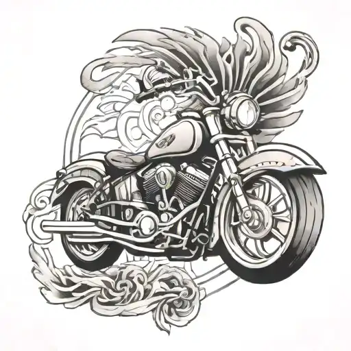 Design A Tattoo That Combines The Beauty Of Indian V-twin Engine With A Spiritual Symbol Of God