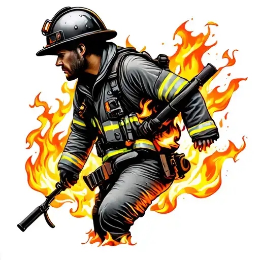 Firefighter In Flames