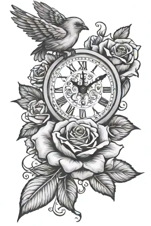 Rose Clock Bird Flying
