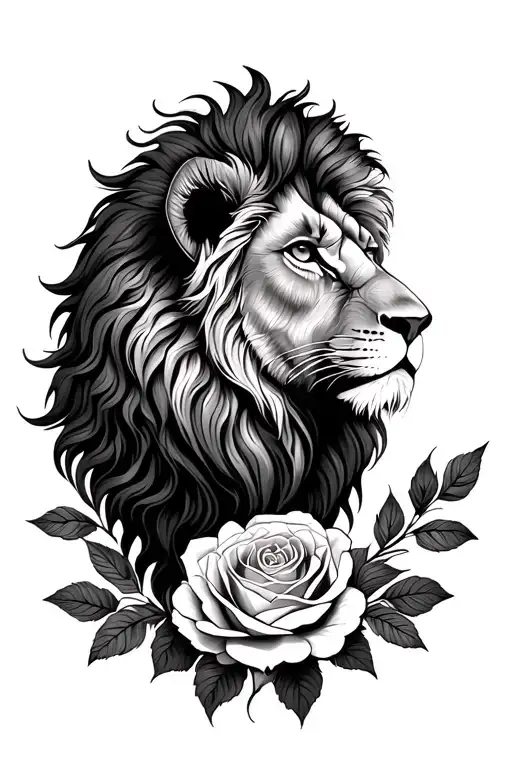 Lion Rose Mandala Design Incorporating