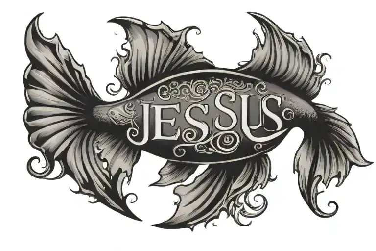 Jesus Name Written Into The The Fish Symbol
