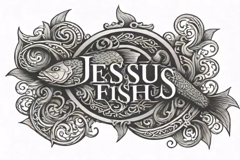 Jesus Name Written Into The The Fish Symbol Intertwined