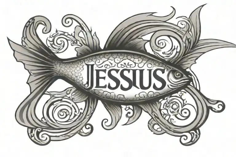 Jesus Name Written Inside Fish Symbol