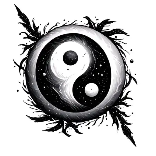 Ying Yang Symbol Morphing Into The Universe