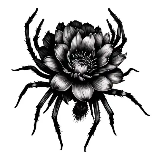 A Black Dahlia With Spider