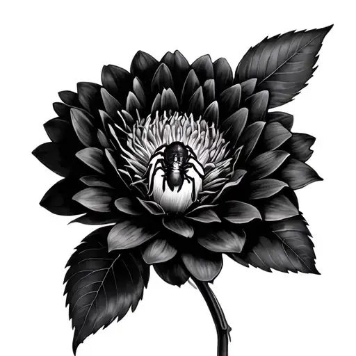 A Black Dahlia With Spider On It