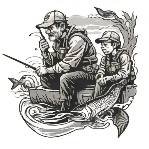 Dad And Son Fishing