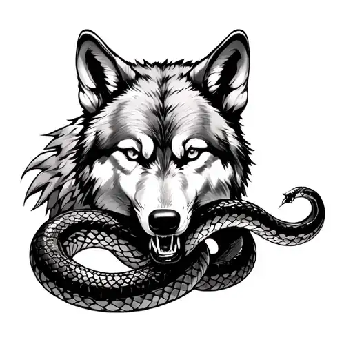 Wolf Eating Snake Coming