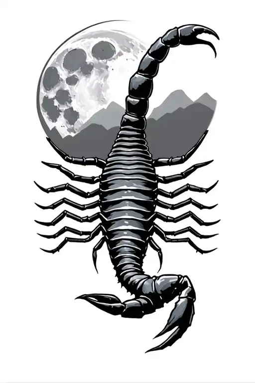 Scorpion In The Desert With A Moon