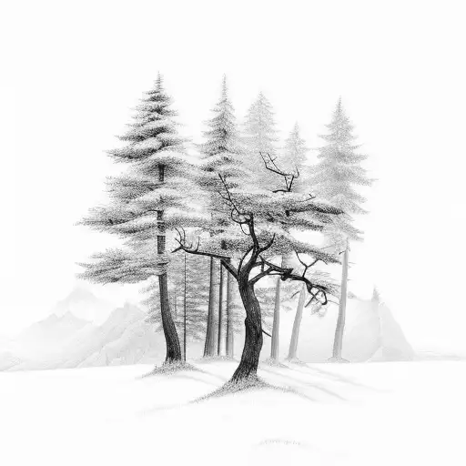 Mountain Scene River Deer Autumn Leaf