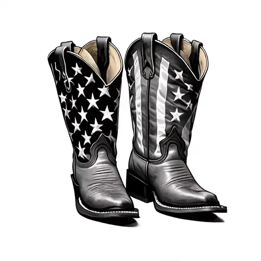 Cowboy Boots With American Flag