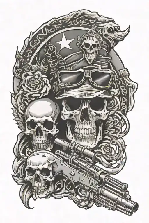 Skull Gun Wolf Turkish Flag