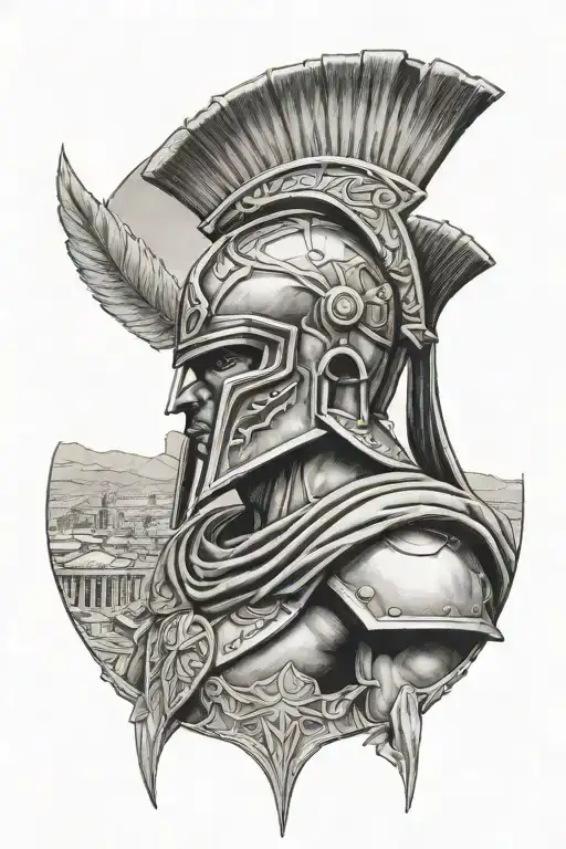 Spartan In Front Of Akropolis