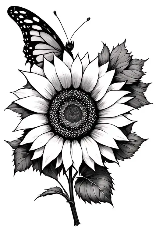 Sunflower Butterfly Thigh Sleeve Design