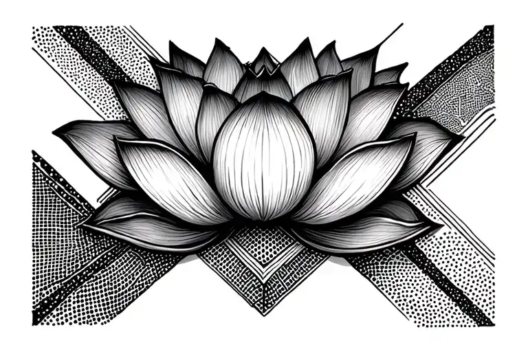 Lotus Over Dot Work Geometric Shapes Background Black Arm Band