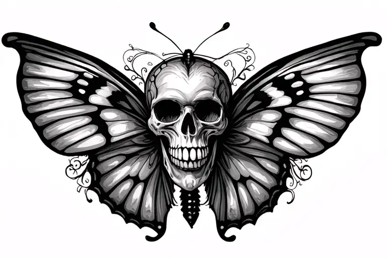 Butterfly With Wings But Make The Wings A Skull Head