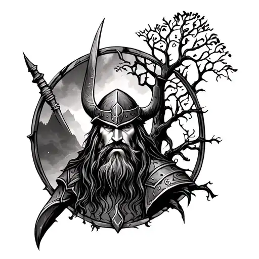 Viking Warrior And Tree Of Life