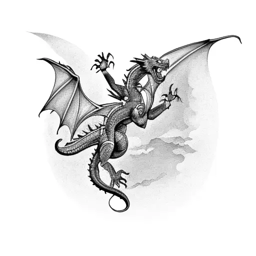 A Silhouette Of A Dragon Flying Over The House Of The Dragon