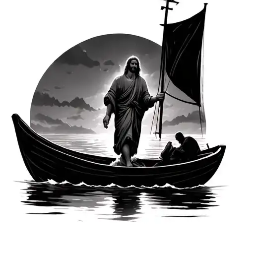 Peter Walking Out The Boat To Jesus Walking On Water