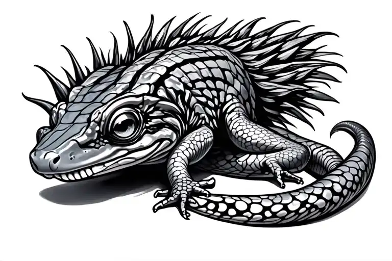 Salamander Line Tattoo Design
