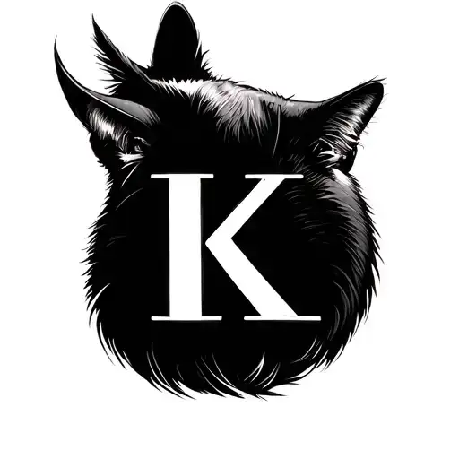 Minimalist Cat Tattoo With Letter K