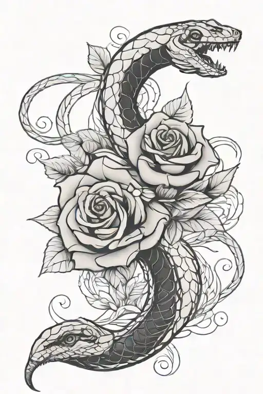 Serpent Et Rose Intertwined