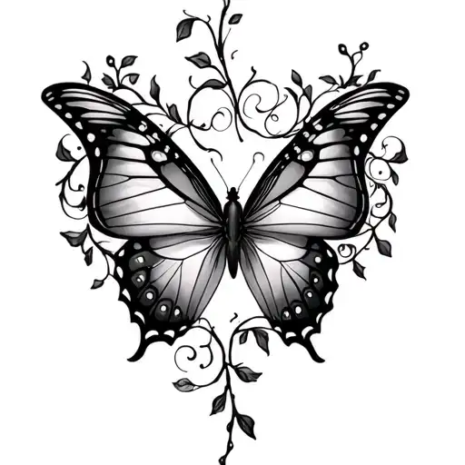 Butterfly And Vine Intertwined