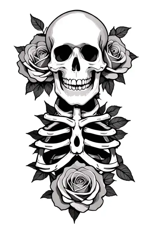 Skeleton Surrounded By Roses