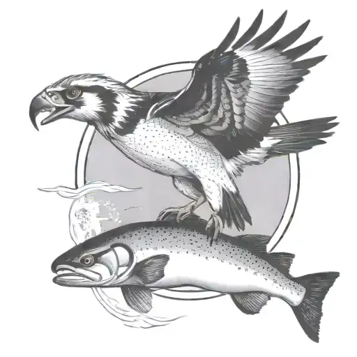 Osprey Catching A Rainbow Trout In The Canadian Wilderness