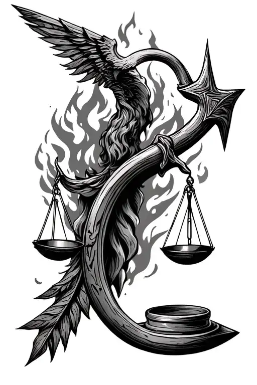 Sagittarius Arrow Scales Of Justice Fire
