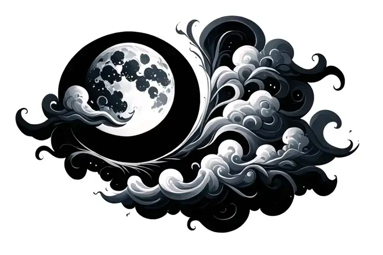 Swirl Clouds And Moon