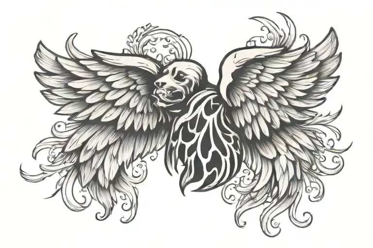 Paw Print With Angel Wings Flying