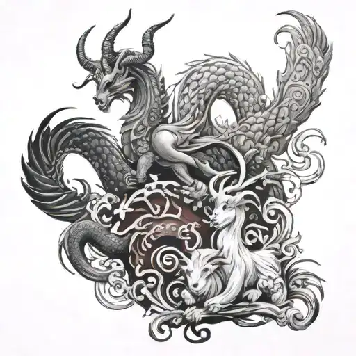 Dragon And Goat And Dog And Rooster