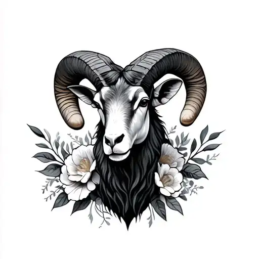 Aries Ram And Flowers