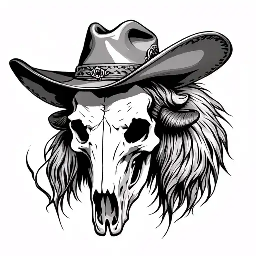 Buffalo Skull With Cowboy Hat