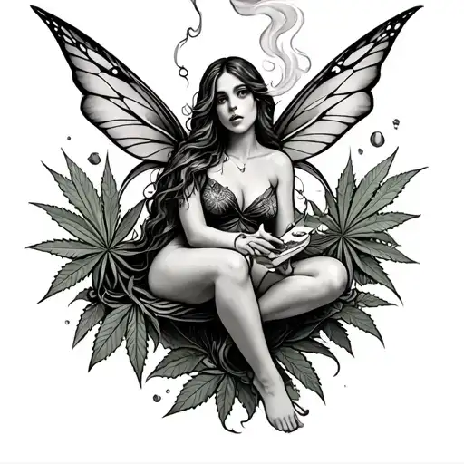 Tattooing Weed Smoking Fairy Sitting