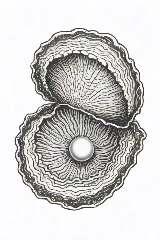 Half Open Clam Shell With A Pearl Inside Surrounded